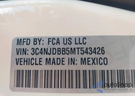 2021 Jeep Compass Altitude 4X4 z USA, uszkodzony, nr VIN 3C4NJDBB5MT543426